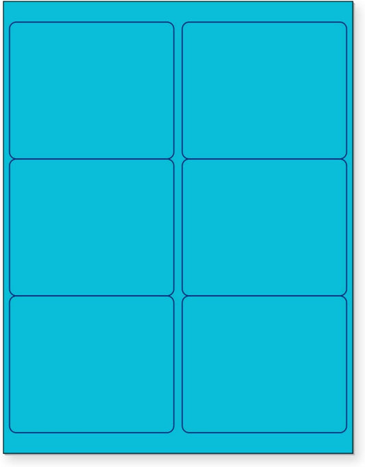 NextDayLabels - 8-1/2 x 11 Neon Color High Light Fluorescent Labels for Laser & Inkjet Printer (Blue Fluorescent, 4" x 3-1/3" - 6 Per Page | 600 Labels)