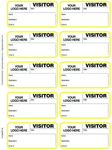 The Spoiled Office Custom Printed Visitor Sign in Book for School with 3" X 2" Peel Off Destination Carbonless Sheet w/500 Badges - Spiral Bound Log Book, Made in USA - Non-Expiring, Yellow with Logo