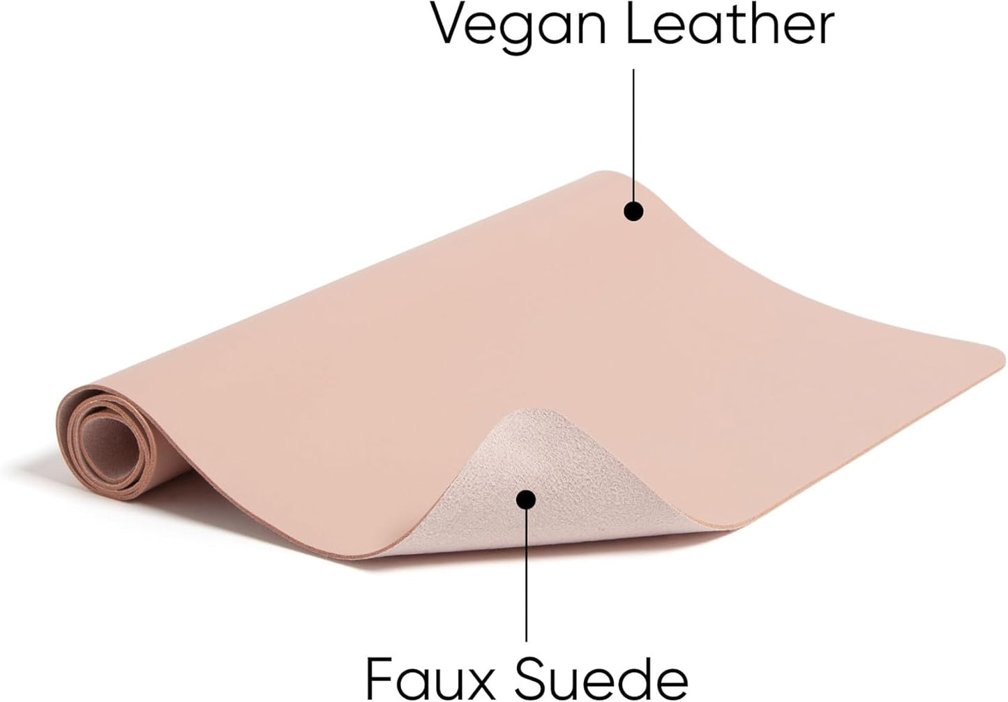 Smead Desk Pad, Vegan Leather Desk Mat with Non-Slip Faux Suede Backing, Perfect Desk Organizer for Office Decor, 23.6” x 13.7” Small, Dusty Rose (64839)