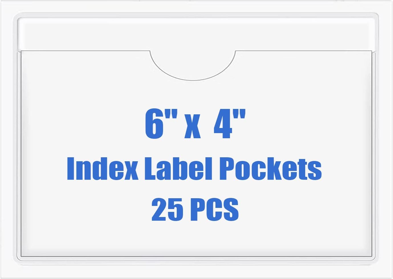 Origin-Joy 25 PCS Self-Adhesive Index Label Pockets, Clear Plastic Peel & Stick Card Holders with Top Open for Loading (6 x 4 inch)