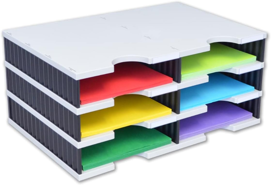 Ultimate Office TierDrop Desktop Organizer/Forms Sorter, 6-Compartments with Optional Add-On Tiers for Easy Expansion, Gray w/Black