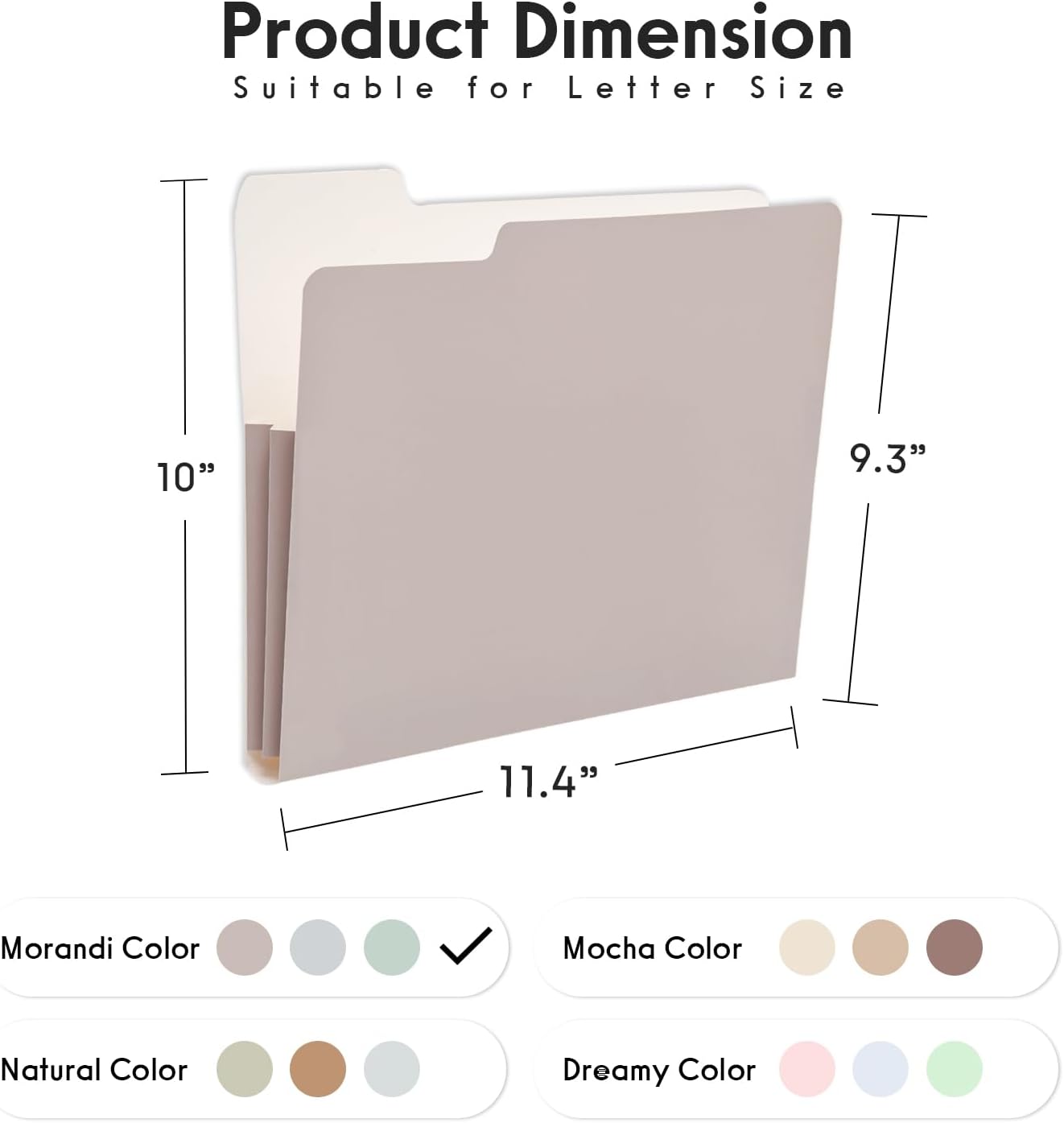 Y YOMA 6 Pack Extra Capacity File Folders Letter Size Accordion Decorative File Folder Cute Pretty Colored Filing Folder File Organizers for Office School Home Desktop with 1/3-Cut Tab, Morandi Color