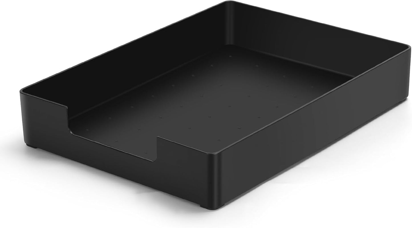 Letter-Size Tray Desk Letter Tray Paper Tray, Sturdy Heavy-Duty Plastic Printer Paper Tray, Single-Tier Stackable File Storage Organizer for Office Home (1, Black)