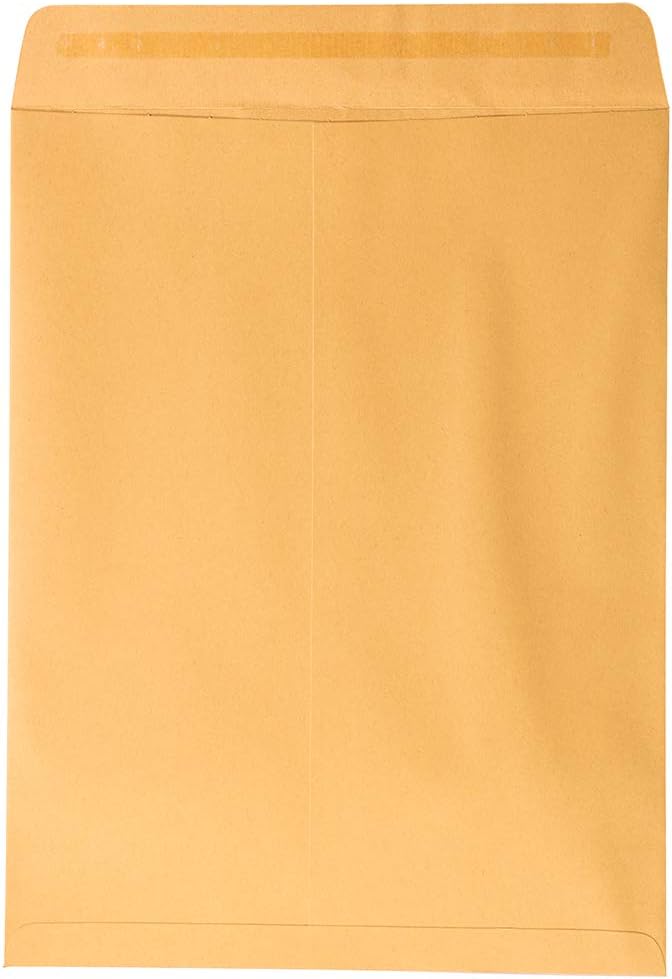 JAM PAPER 10 x 13 Open End Catalog Premium Envelopes with Peel and Seal Closure - Brown Kraft Manila - Bulk 500/Carton