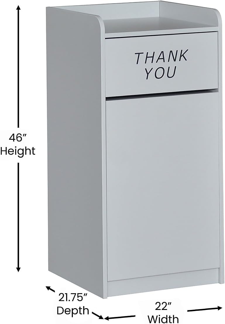 Flash Furniture Wood Tray Top Receptacle, Set of 1, Gray