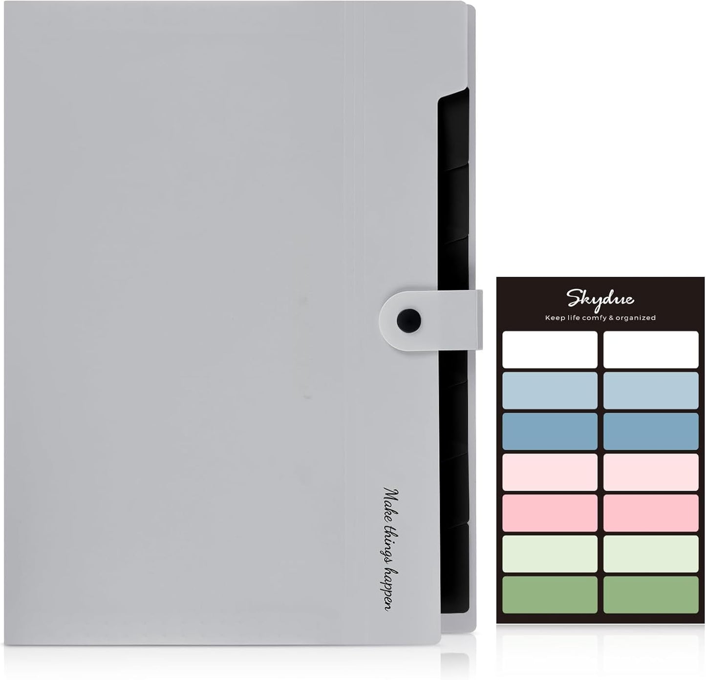 SKYDUE Accordion File Organizer, 8 Pockets Expanding File Folders, Portable Document Paper Organizer, Home College School Office Supplies, Letter Size Gray