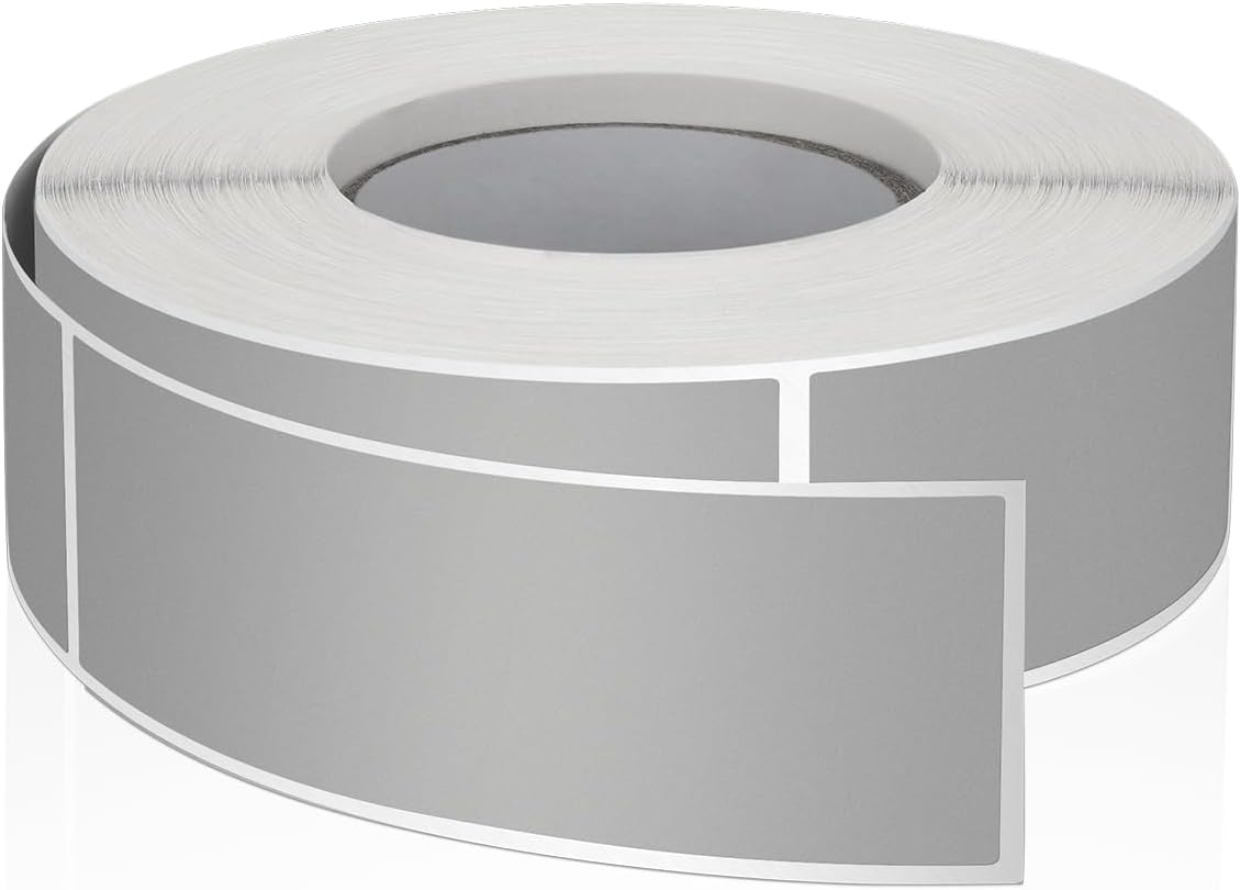 Grey Rectangle Stickers 3 x 1 Inch Color Coding Labels Vinyl Roll Self-Adhesive Waterproof Removable 500 PCS