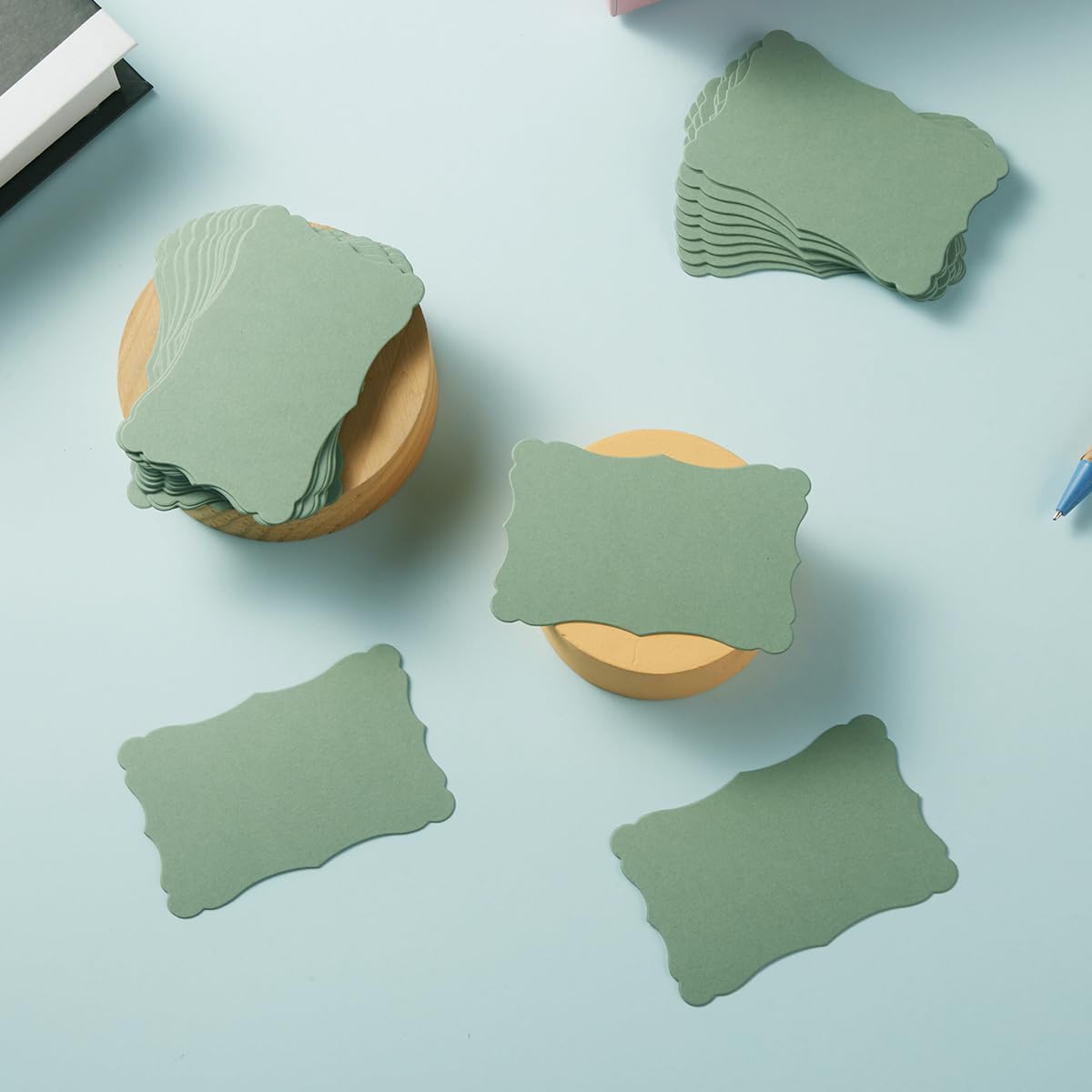 120 Pieces Small Mini Business Cards Vintage Assorted Colors Blank Note Cards Gift Word Card for Business Cards, Gift Cards (Sage-Green, 3.66x 2.36 inches)