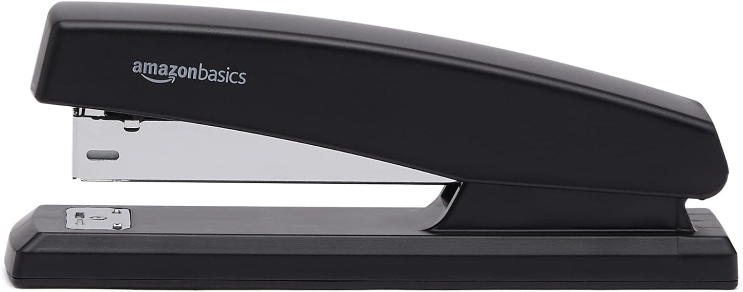 Amazon Basics 25-Sheet Capacity, Non-Slip, Office Desk Stapler with 1000 Staples, Black - Pack of 12