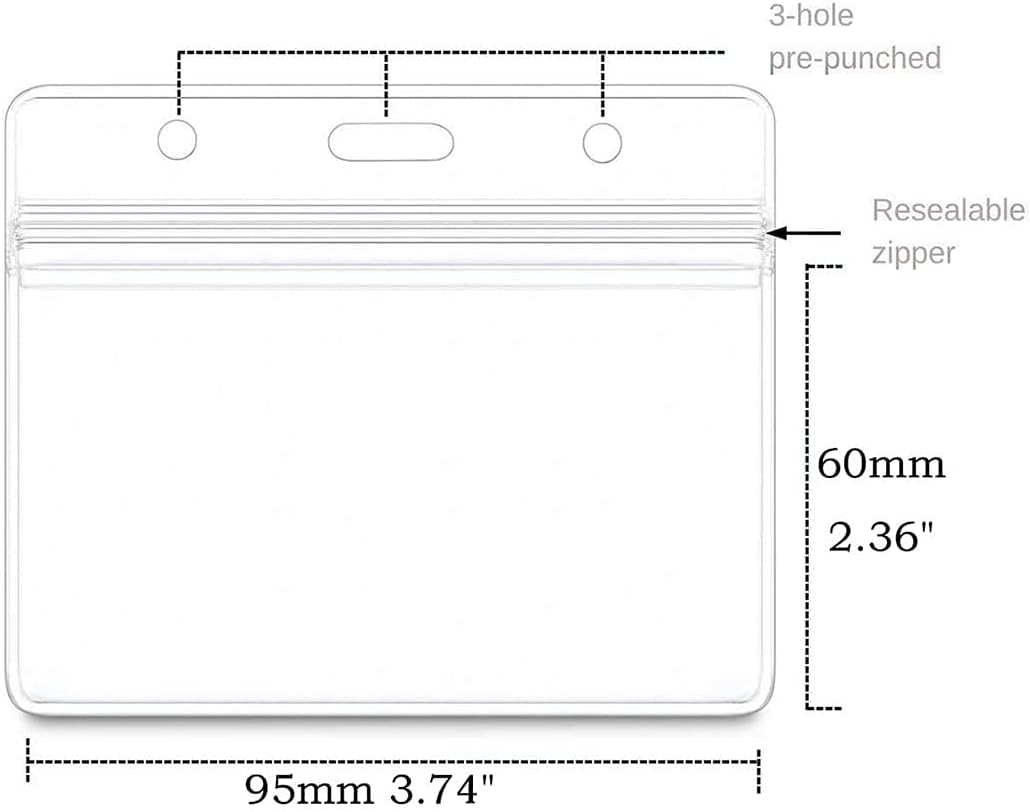 Name Tags,Bird Fiy 50 Pcs Waterproof Type Clear Plastic Horizontal Name Tag Badge Id Card and 50 Pcs Blue Lanyard