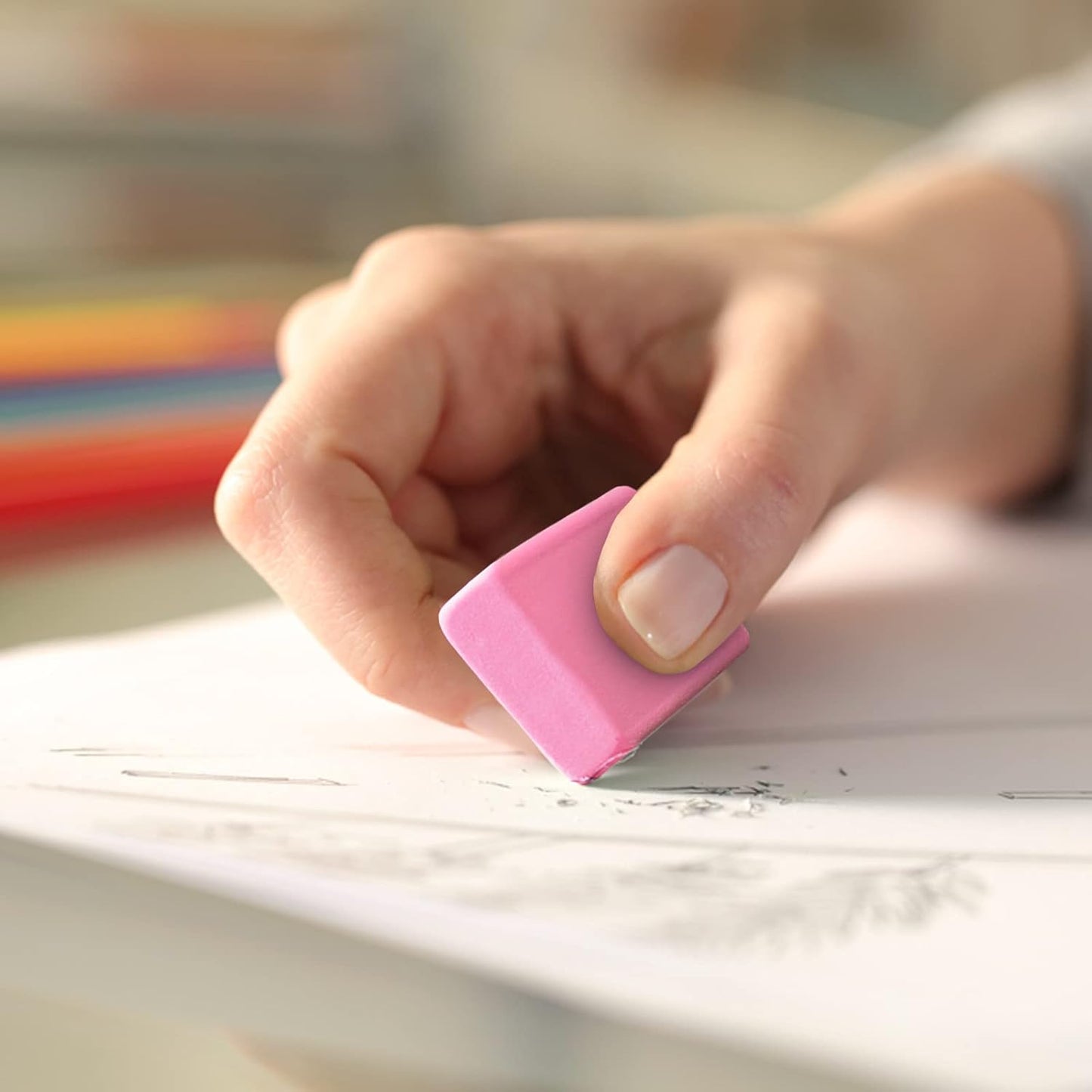 Pink Erasers, 80 Count, Latex Free Eraser for Kids, Square Eraser, Erasers Bulk for School Supplies, Art, and Office Use