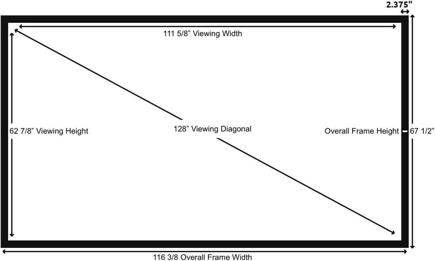 Silver Ticket Products STR Series 6 Piece Home Theater Fixed Frame 4K / 8K Ultra HD, HDTV, HDR & Active 3D Movie Projection Screen, 16:9 Format, 128" Diagonal, High Contrast Material STR-169128-HC