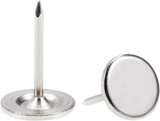 uxcell Upholstery Nails Tacks 11mmx17mm Flat Head Furniture Nails Pins Silver Tone for Furniture Sofa Headboards, 100 Pcs