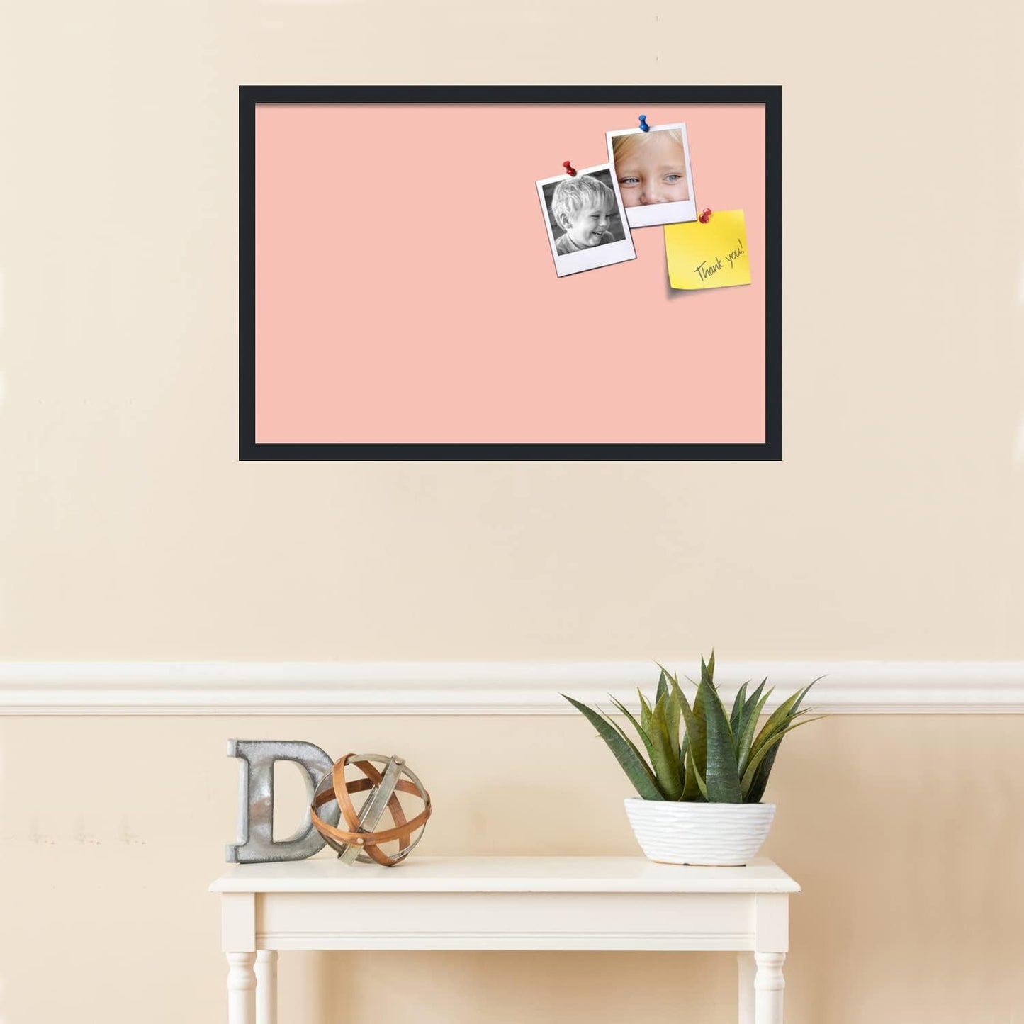 PinPix 30x20 Inch Cork Bulletin Board. This Decorative Framed Pin Board Comes with Pink Pastel Design and a Satin Black Frame. Ideal for Home Office Decor or Message Board (PinPix-1813)