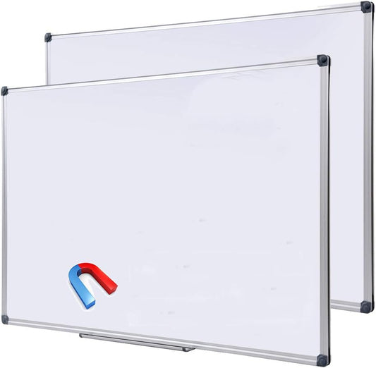 2 Pack 48 x 36 Large Magnetic Dry Erase Board with Removable Marker Tray| Commercial Quality Wall-Mounted Aluminum Message Presentation White Board for Home Office Classroom