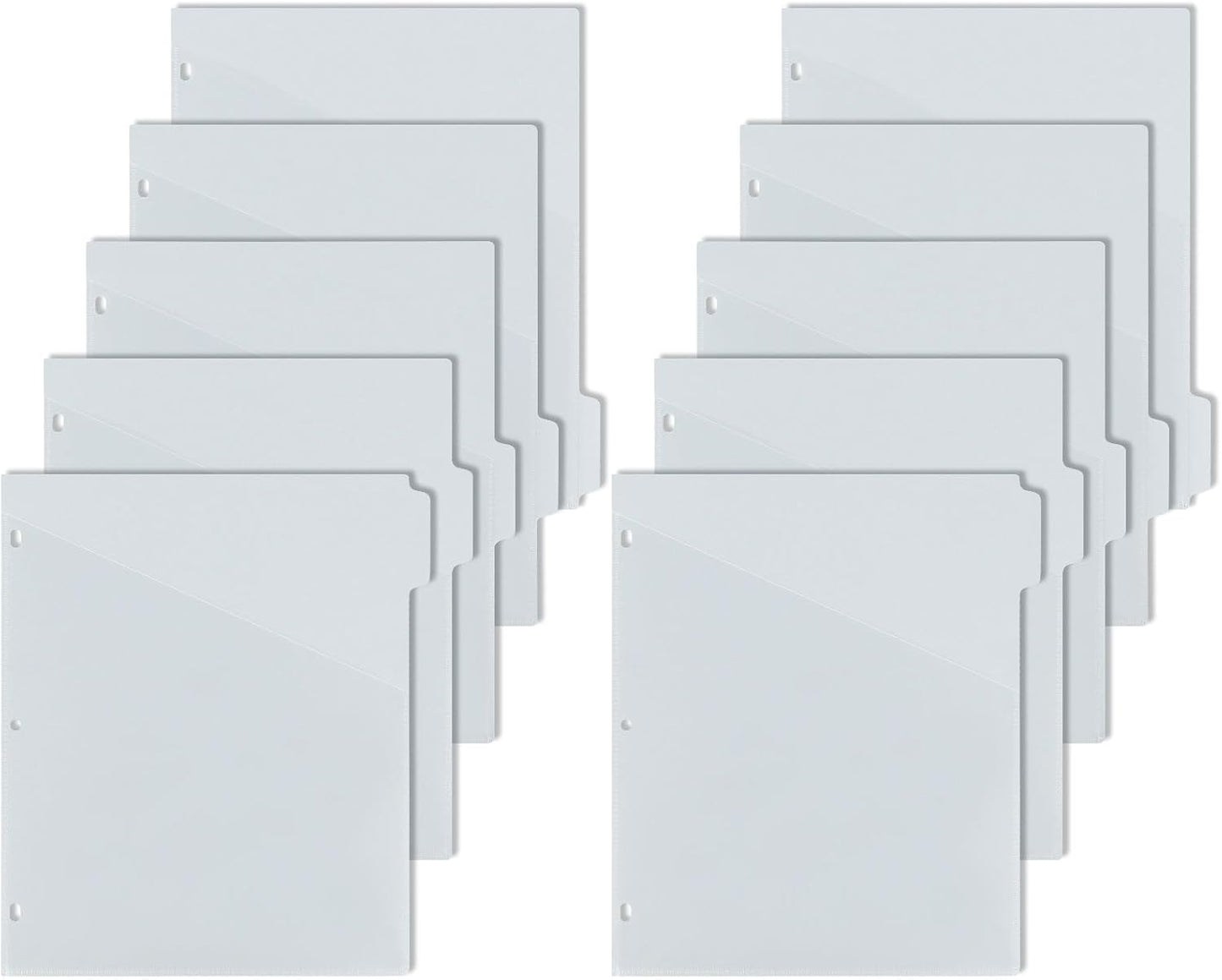 Koqye 5 Tab Dividers for 3 Ring Binder with Pockets, Plastic, Letter Size, Grey