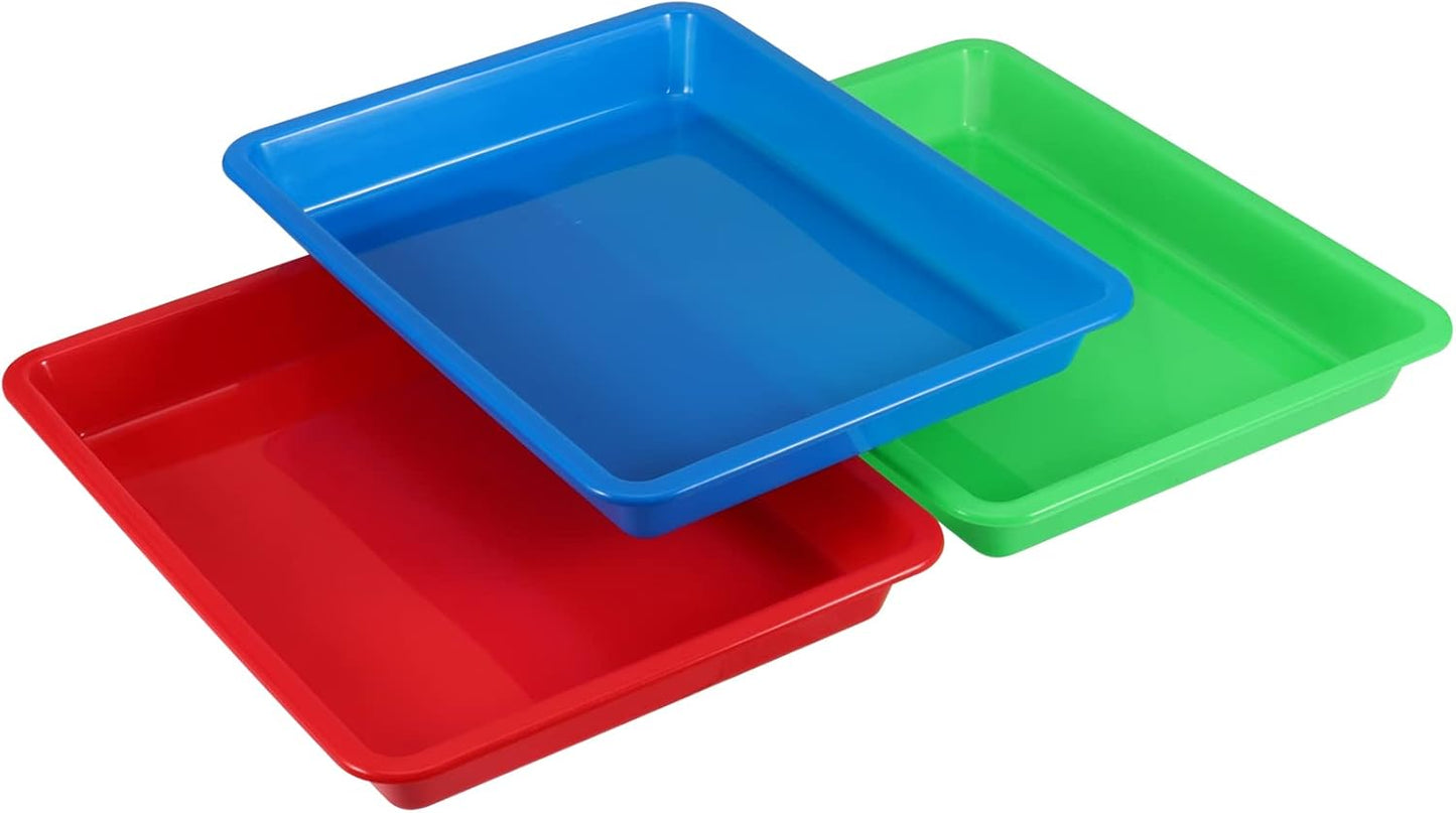 JOIKIT 20 Pack 10.8 x 8.3 Inch Multicolor Plastic Art Trays, Art and Crafts Organizer Tray, Activity Organizer Serving Tray for Beads, Painting, Blocks, DIY Project