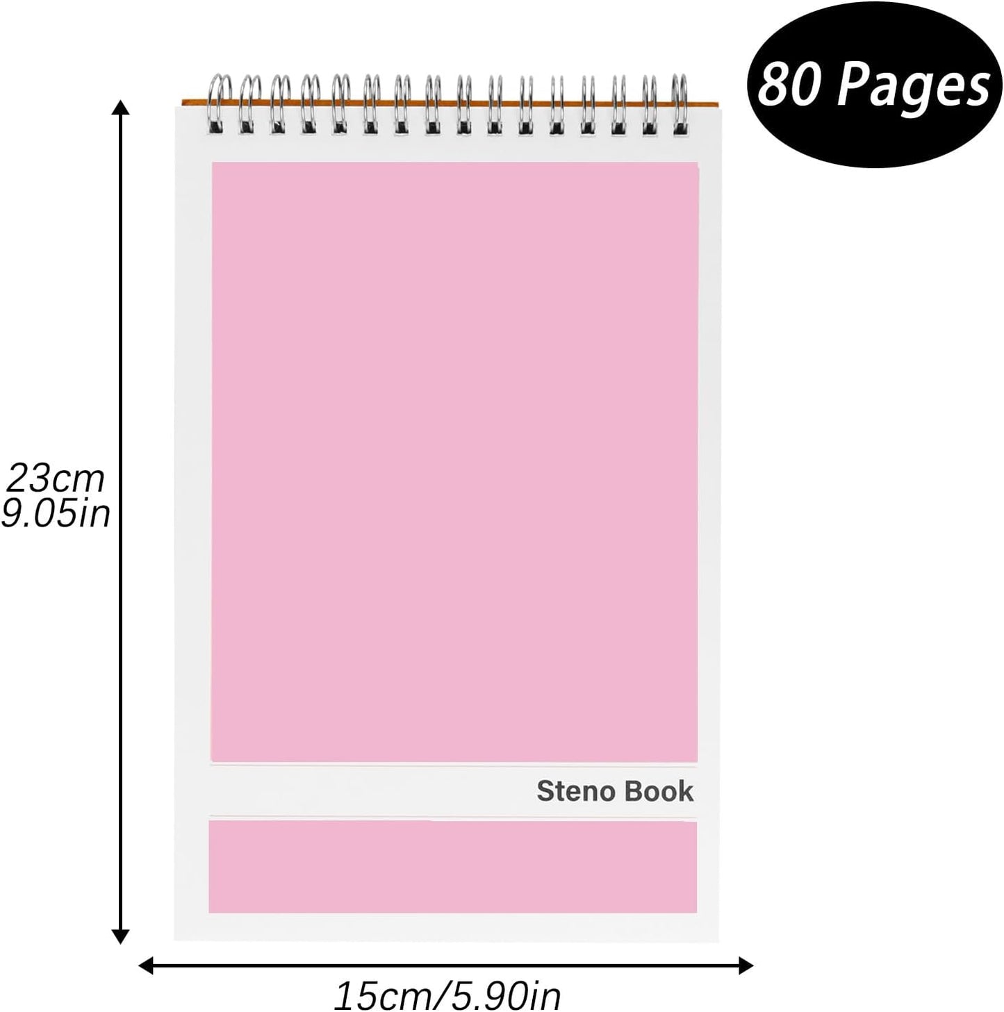 Steno Pads – 6x9 Inches 80 Sheets Steno Notebooks for Writing Notes in School, University, College & Office (2PCS Pink)