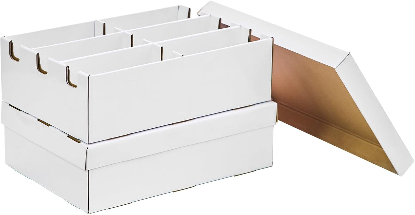 NUMINA 2 Pack High Capacity 3 Row Trading Card Storage Box 6-Cell Organizer Holds 3200+ Cards Fits MTG, Sports, TCG Compatible with Toploaders & Magnetic Cases