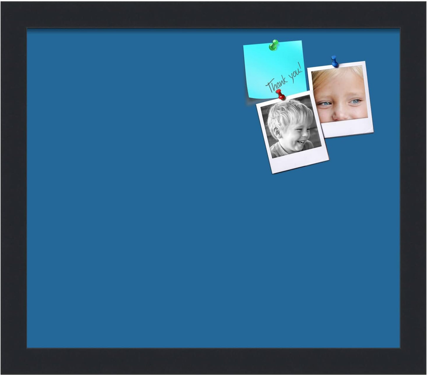 PinPix 14x12 Inch Cork Bulletin Board. This Decorative Framed Pin Board Comes with Navy Pastel Design and a Satin Black Frame. Ideal for Home Office Decor or Message Board (PinPix-1811)