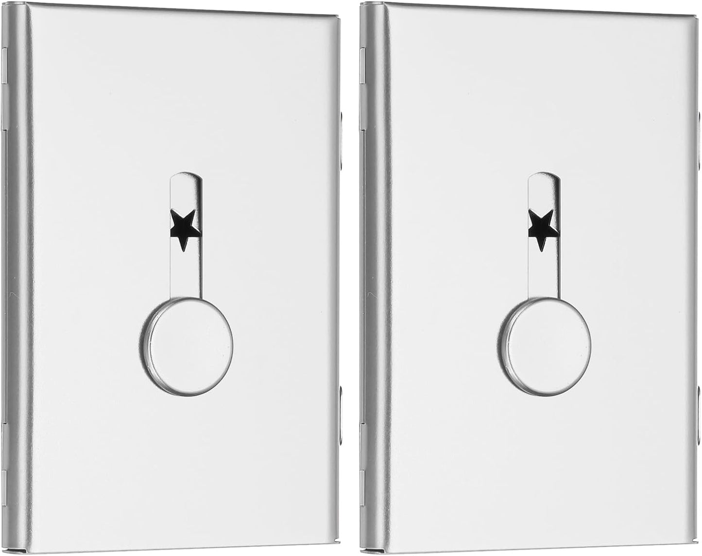 PATIKIL 2 Pcs Business Card Holder, Thumb Drive Business Card Holder Portable Business Card Holders Alloy Slide Out Card Case for Business Meeting, Silver