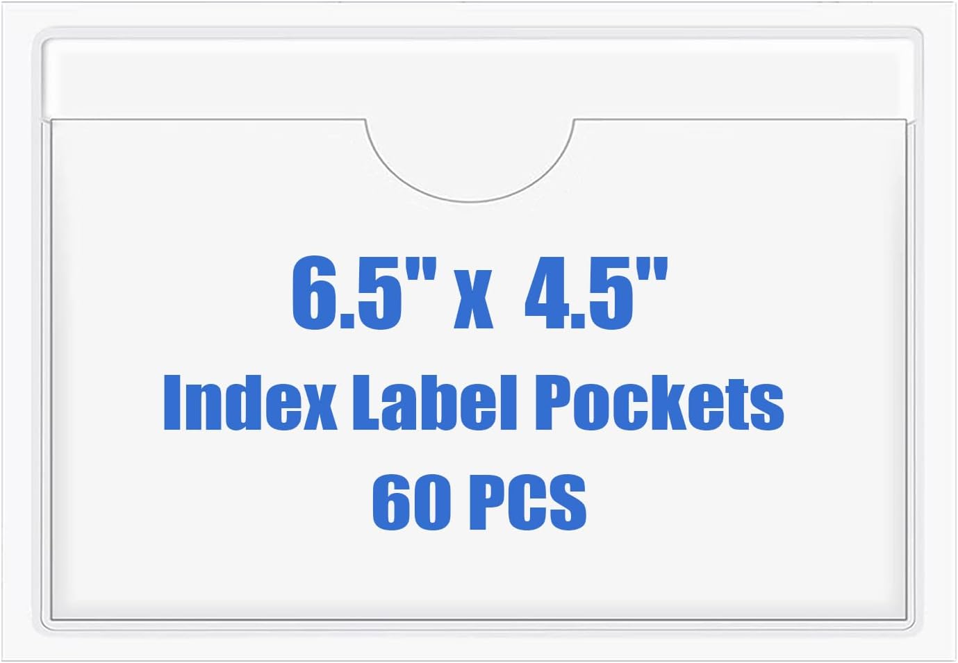 Origin-Joy 60 PCS Self Adhesive Index Card Pockets with Top Open, Clear Plastic Label Holder for Cards of Note, Library and Business, Adhesive Label Pockets & Card Holder (6.5 x 4.5 inch)
