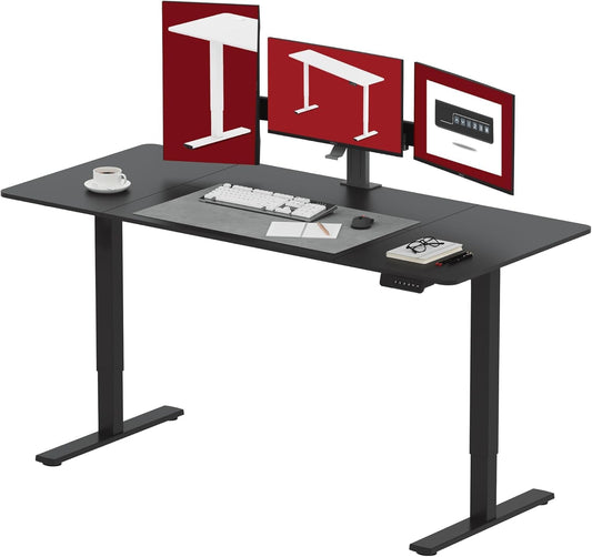 SANODESK Electric Standing Desk 71x32 Inch Height Adjustable Stand Up Desk Home Office Computer Workstation Sit Stand Home Office Desk with Splice Board (Black Frame + Black Top)