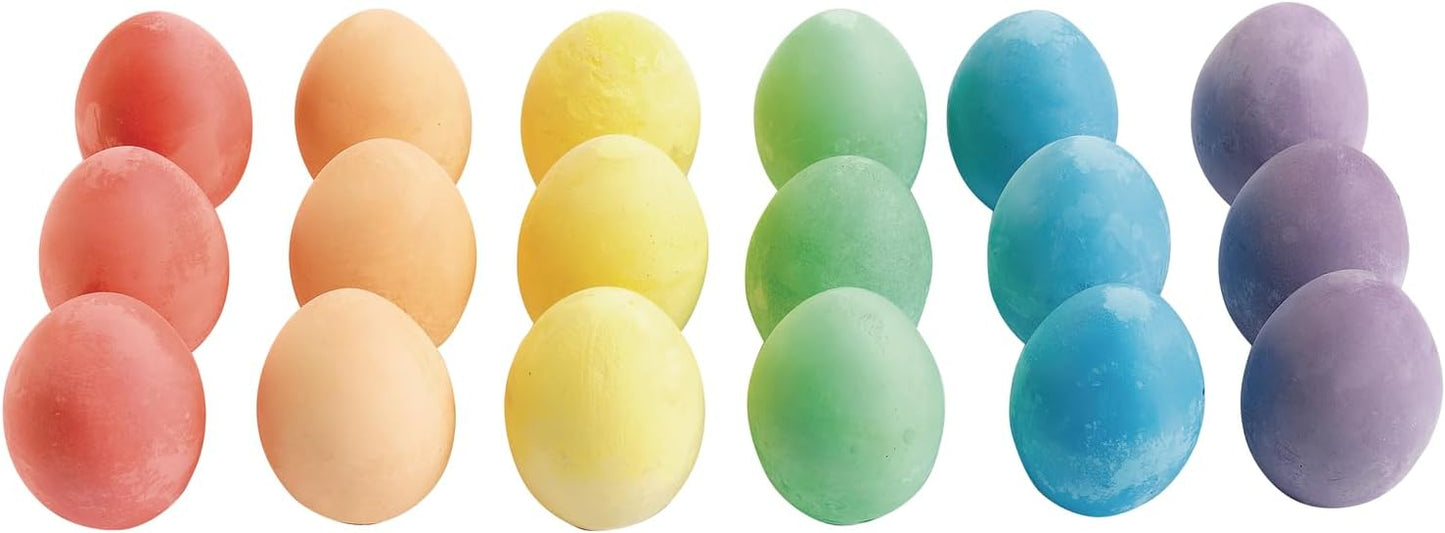 Colorations Chunky Chalk Eggs, Set of 18, for Kids and Toddlers, Easy Grip, Non-Toxic, Assorted Colors, 2 1/8 X 1 1/2 inches, Outdoor Play, Create, Drawing, Assorted Set (CHALKEGG)