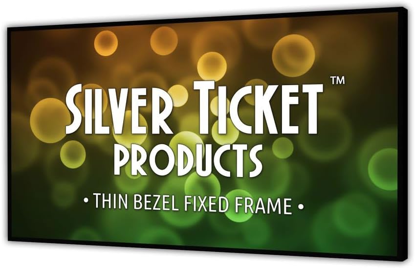 Silver Ticket Products S7 Series 6 Piece Thin Bezel Home Theater Fixed Frame 4K/8K Ultra HD, HDTV, HDR & Active 3D Projection Screen, 16:9 Format, 106" Diagonal, Woven Acoustic Material S7-169106-WAB