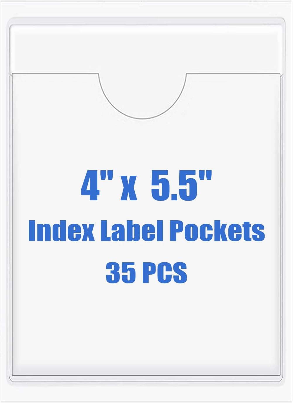 Origin-Joy 35 PCS Self Adhesive Index Card Pockets with Top Open, Clear Plastic Label Holder for Notes, Library and Business, Adhesive Label Pockets & Holder (4 x 5.5 inch)
