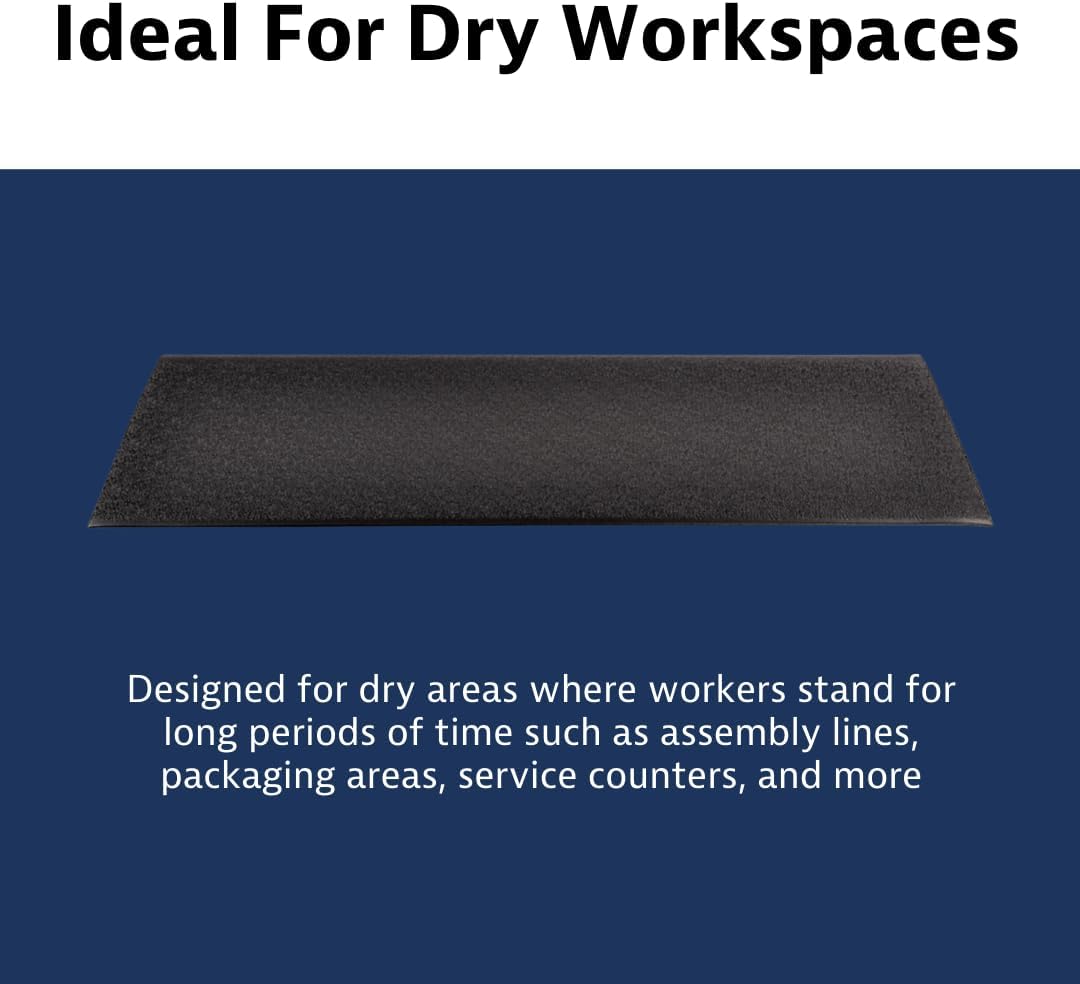 Notrax 411 Sof-Tred™ 2' x 3' x 9/16" Anti Fatigue Mat, Enhanced Slip Resistance with Beveled Edges and Pebbled Surface, Ideal for Industrial and Commercial Workplaces, Black, 411S0423BL
