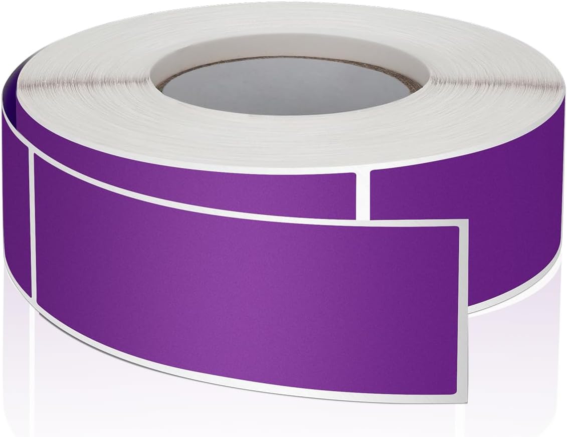 Purple Rectangle Stickers 3 x 1 Inch Color Coding Labels Vinyl Roll Self-Adhesive Waterproof Removable 500 PCS