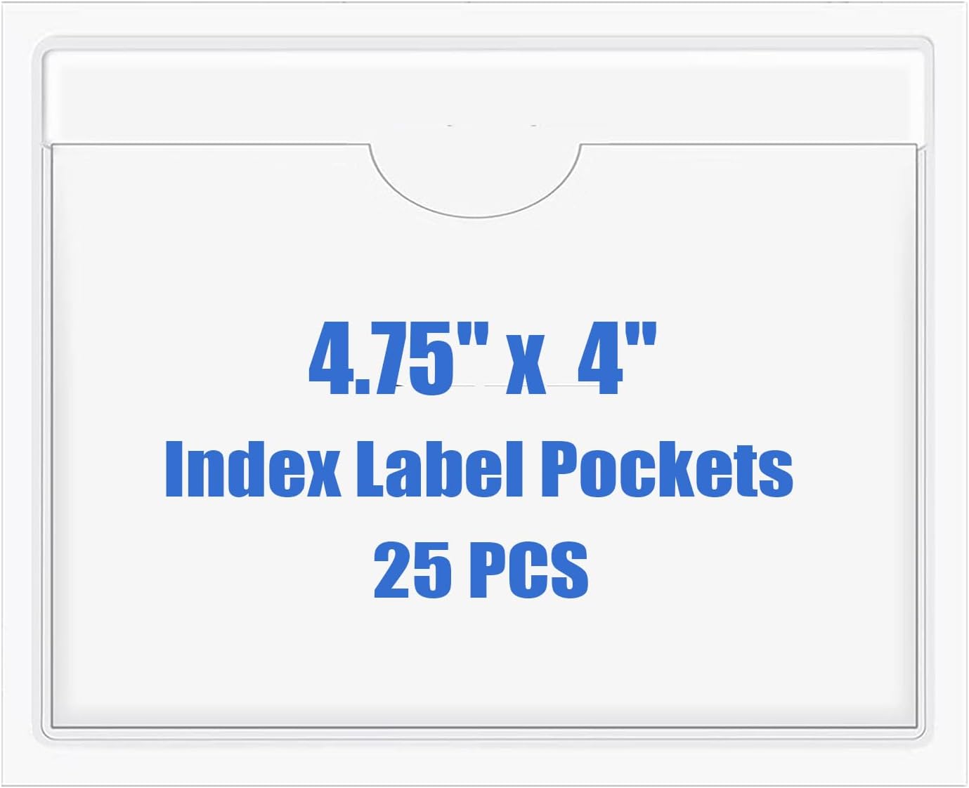 Origin-Joy 25 PCS Self-Adhesive Index Label Pockets, Clear Plastic Peel & Stick Card Holders with Top Open for Loading (4.75 x 4 inch)