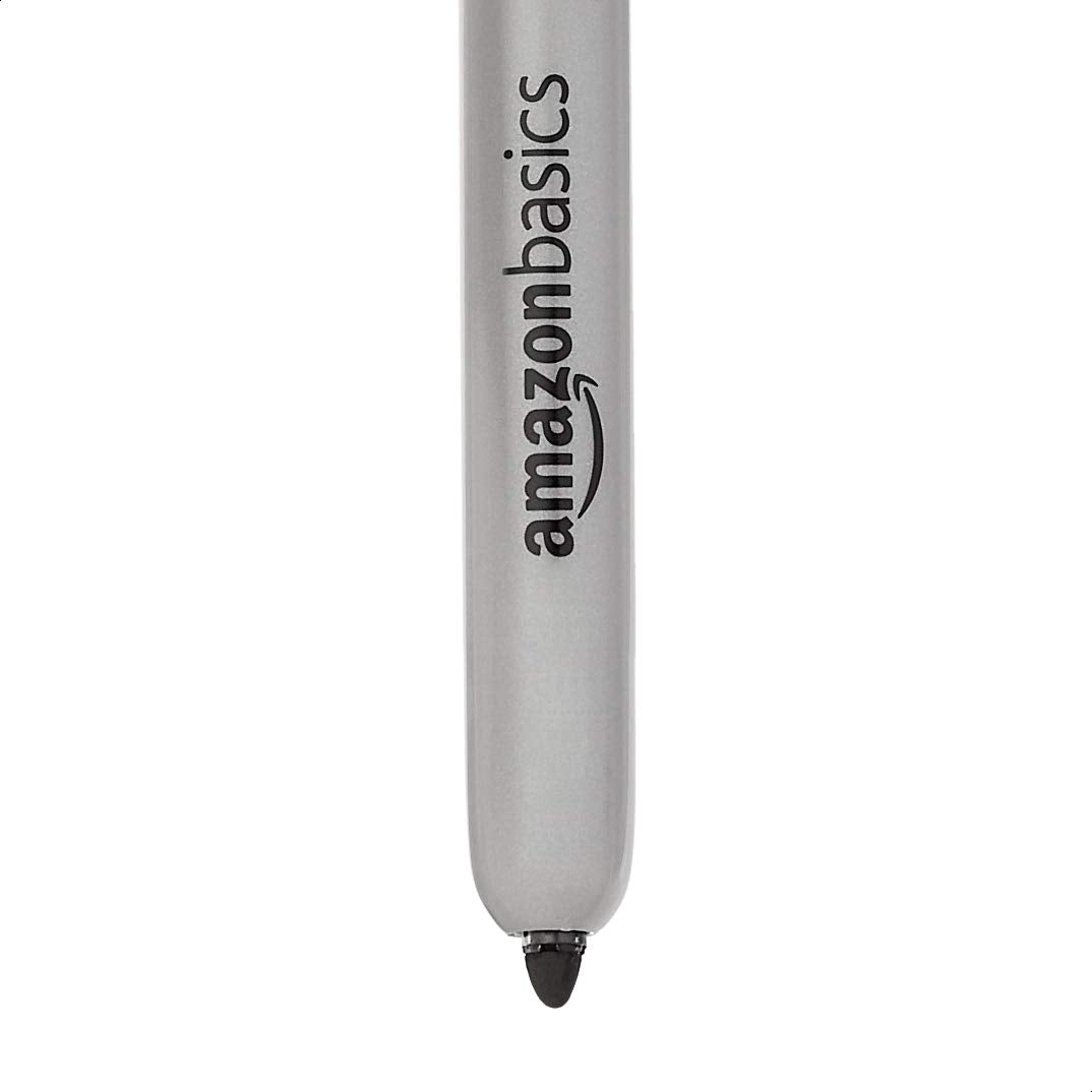 Amazon Basics Retractable Permanent Markers, Versatile Art Supplies for Home, School, and Office Use, 12 Count, Black