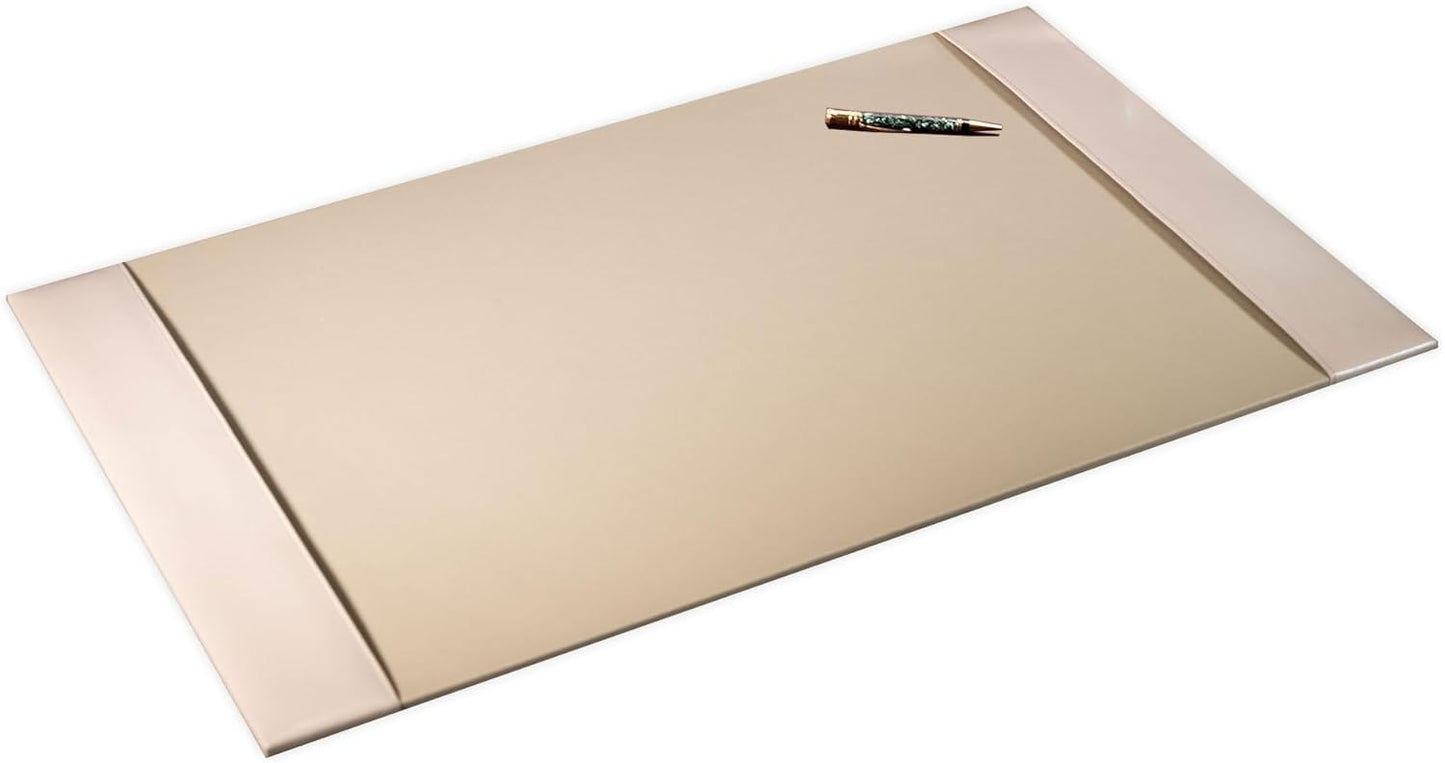 White Latte Bonded Leather 30" x 18" Side-Rail Desk Pad
