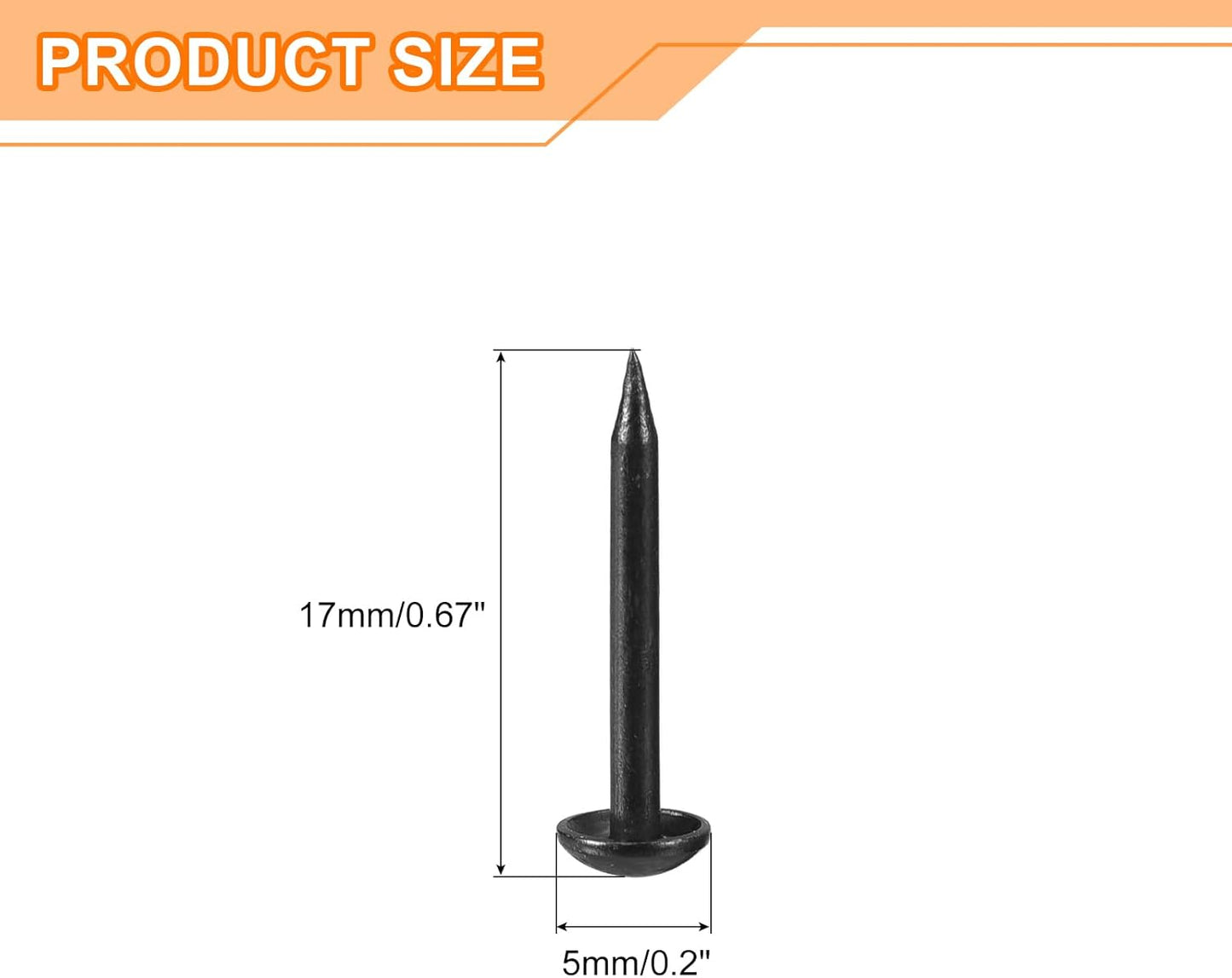 uxcell Upholstery Tacks Nail Pins Furniture, 50Pcs 5x17mm Thumb Tack Pins Assortment Kit Carbon Steel for Home Sofa DIY Decorative Nail Heads Nails, Black