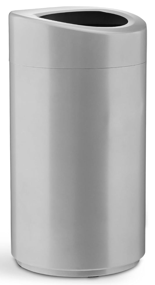 Safco Open Top Trash Can, 14 Gallon Stainless Steel Modern Garbage Can for Indoor Use, Silver