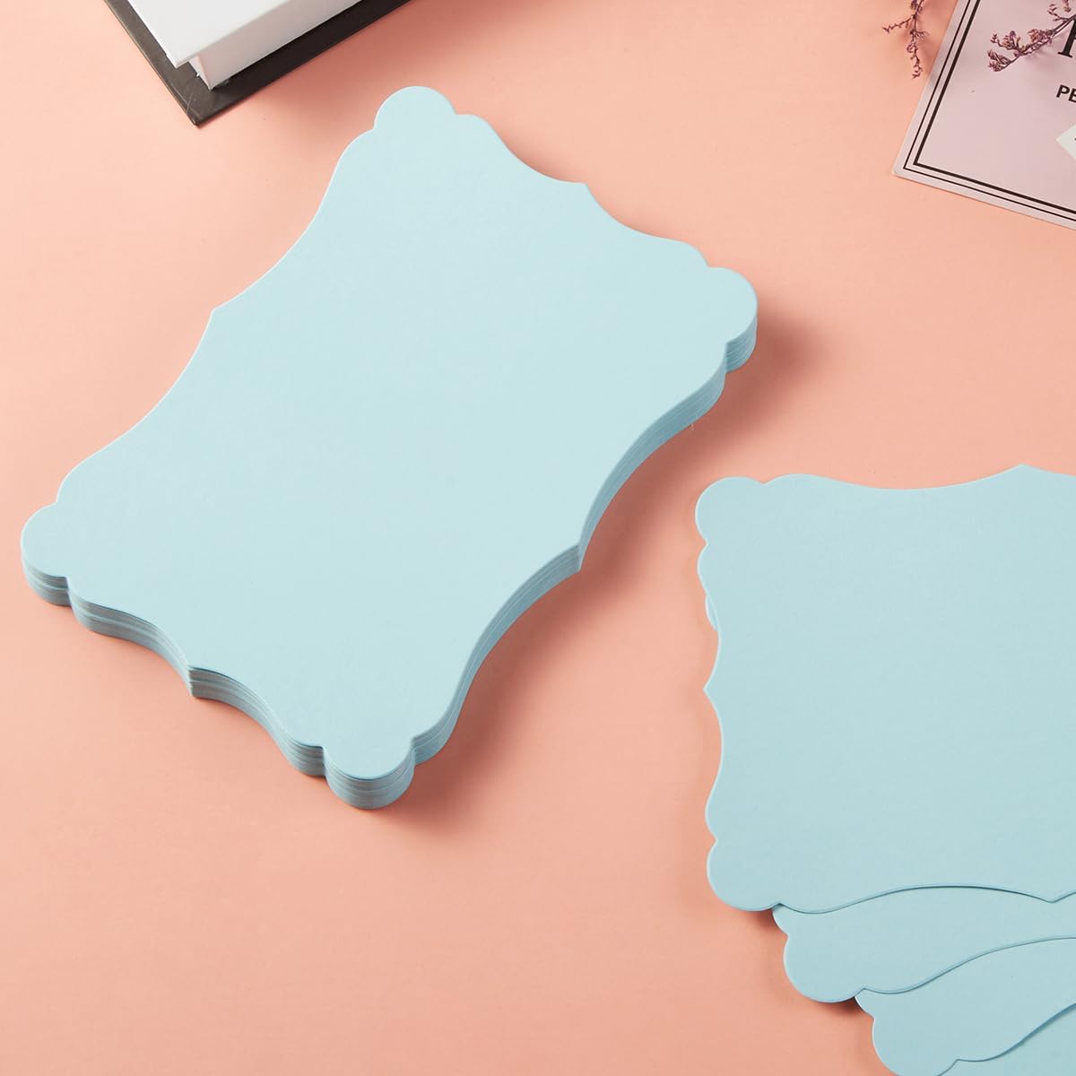 50 Pack Blank Kraft Cards Cardstock Thick Paper Brown Greeting Cards for DIY Gift Card Menus, Baby Shower and Wedding Invitations (Light Blue, 4x6IN)