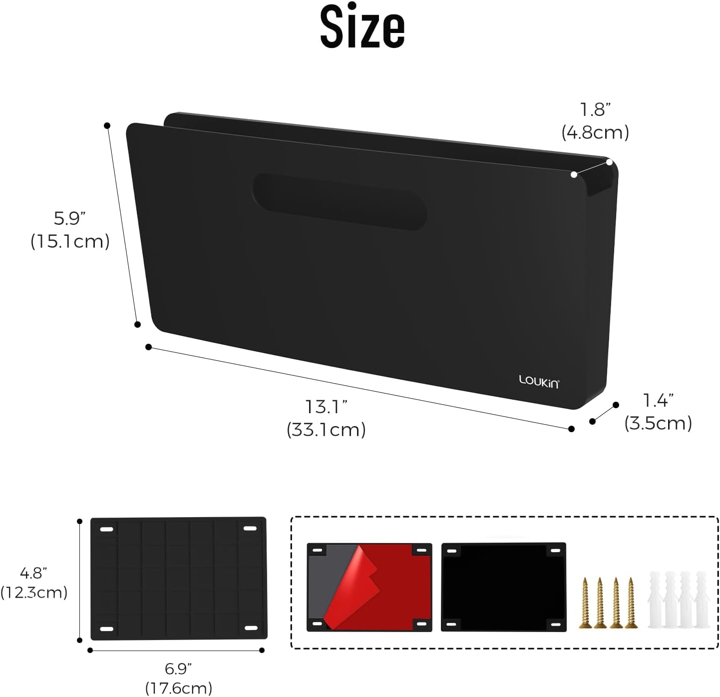 loukin Magnetic File Holder - Vertical Wall Mount Organizer for Whiteboard, Refrigerator, Office Wall, Documents, Letters (Black)