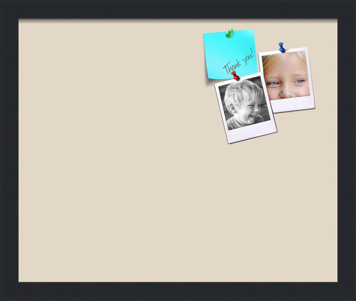 PinPix 17x14 Inch Cork Bulletin Board. This Decorative Framed Pin Board Comes with Desert Pastel Design and a Satin Black Frame. Ideal for Home Office Decor or Message Board (PinPix-1815)