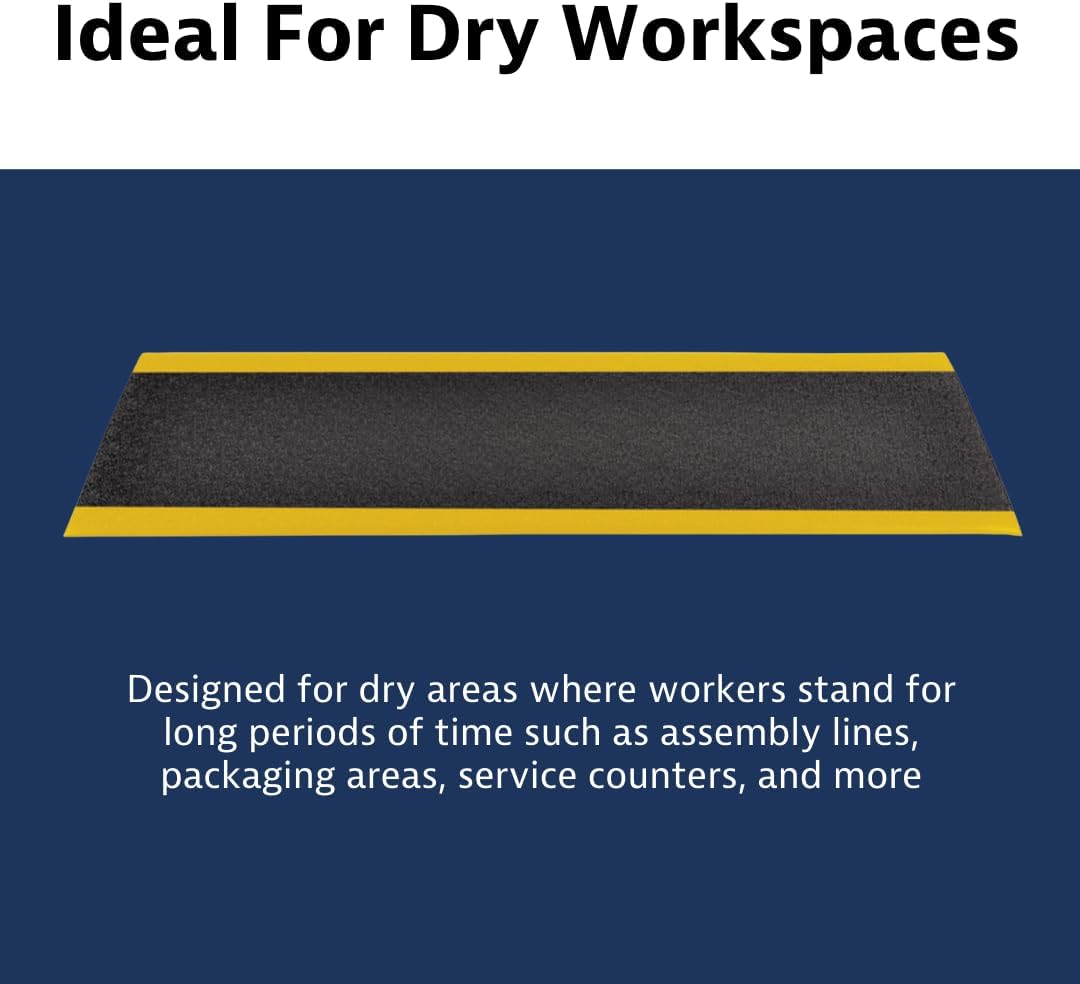 Notrax 411 Sof-Tred™ 3' x 5' x 9/16" Anti Fatigue Mat, Enhanced Slip Resistance with Beveled Edges and Pebbled Surface, Ideal for Industrial and Commercial Workplaces, Black/Yellow, 411S0435BY