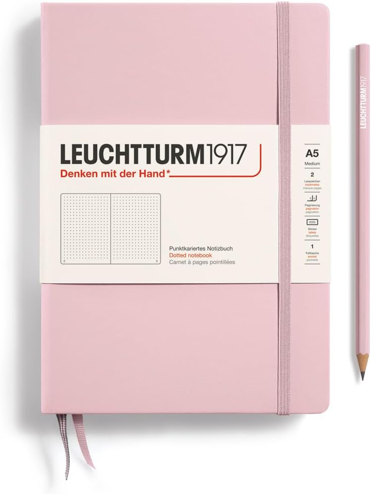 LEUCHTTURM1917 - Notebook Hardcover Medium A5-251 Numbered Pages for Writing and Journaling (Powder, Dotted)