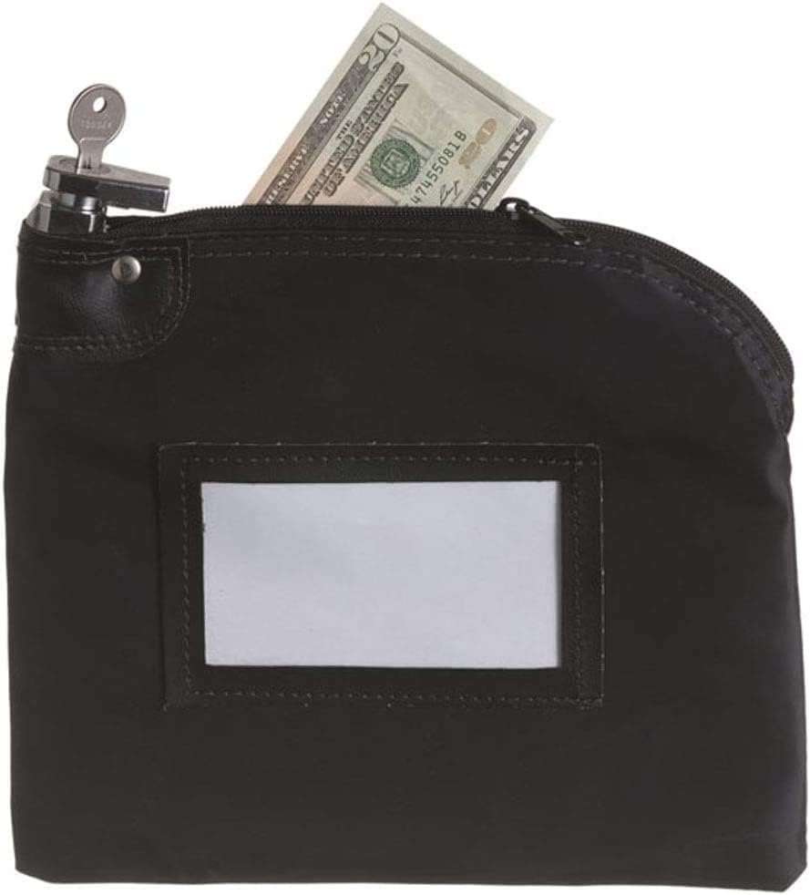 BankSupplies Locking Money Bag - Black Laminated Nylon - 10W x 8H