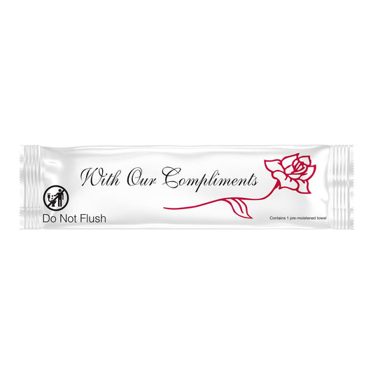 Diamond Wipes Pre-moistened Hand Wipes - “With Our Compliments” Logo 10x8” Extra Thick Lemon-Scented Pack of 1000 Individually Wrapped Wet Wipes