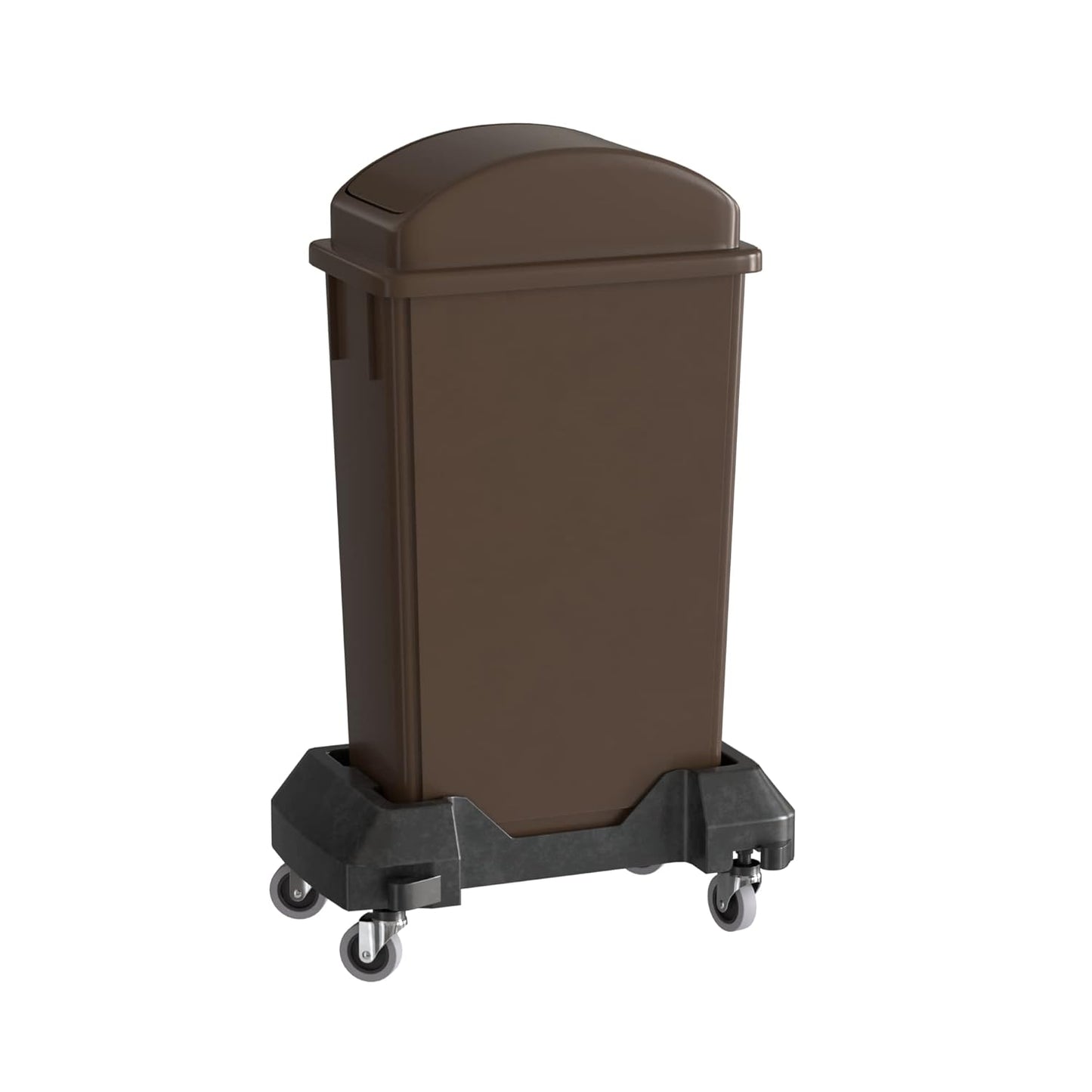 23 Gallon Brown Slim Jim Trash Can with Swing Top Lid and Dolly