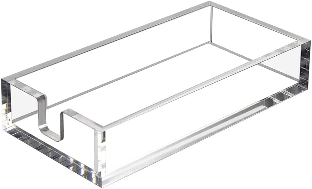 HIIMIEI Acrylic Napkin Holder for Bathroom, Acrylic Guest Towel Holder, Bathroom Napkins Guest Disposable Holder, Hand Towel Tray for Kitchen, Parties, Weddings, Party, Hotel, Restaurant（Clear）