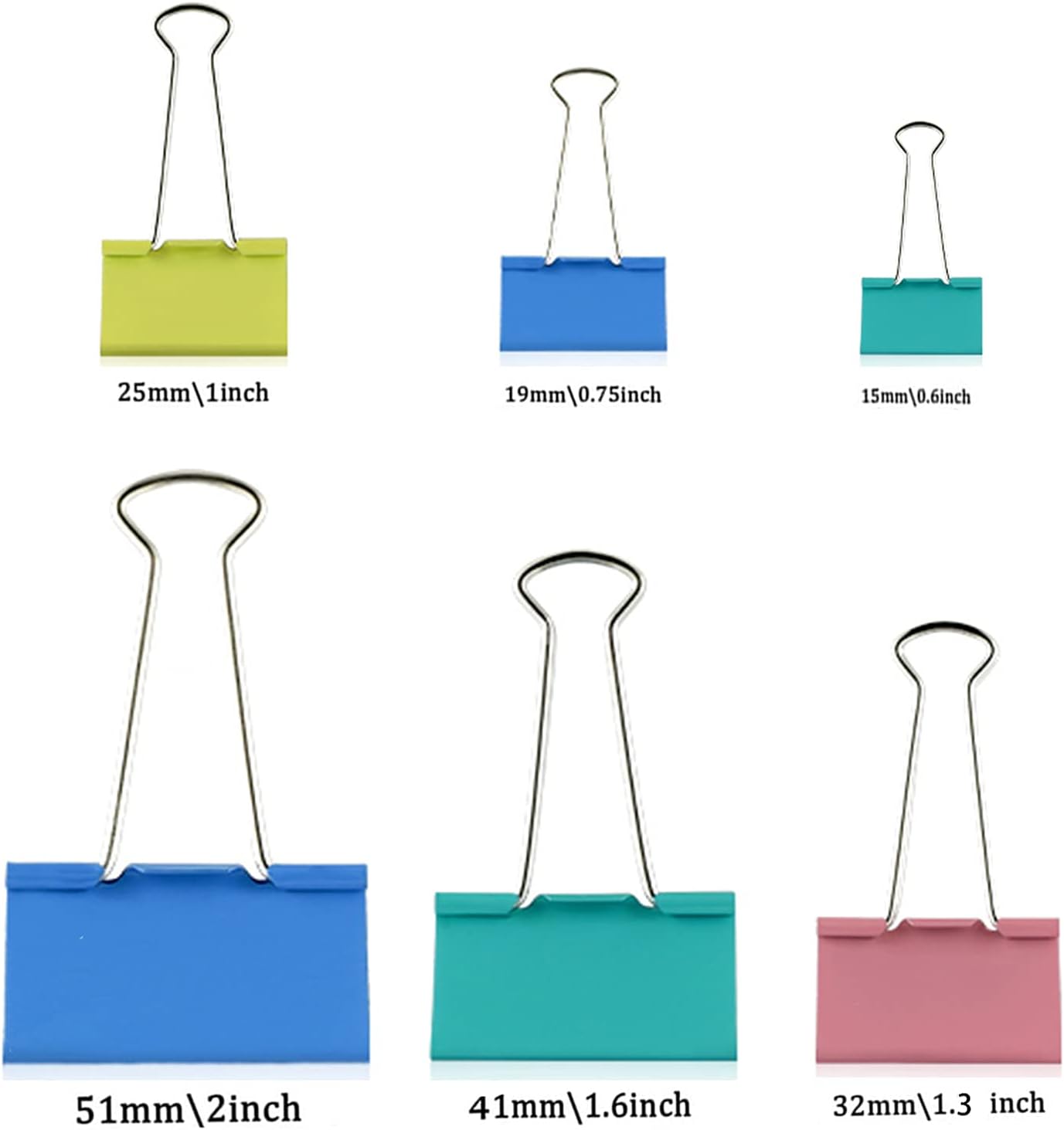 150 Pcs Colored Binder Clips Assorted Sizes with a Box, Jumbo, Large, Medium, Small, Mini, Micro,6 Sizes for Office, School and Home