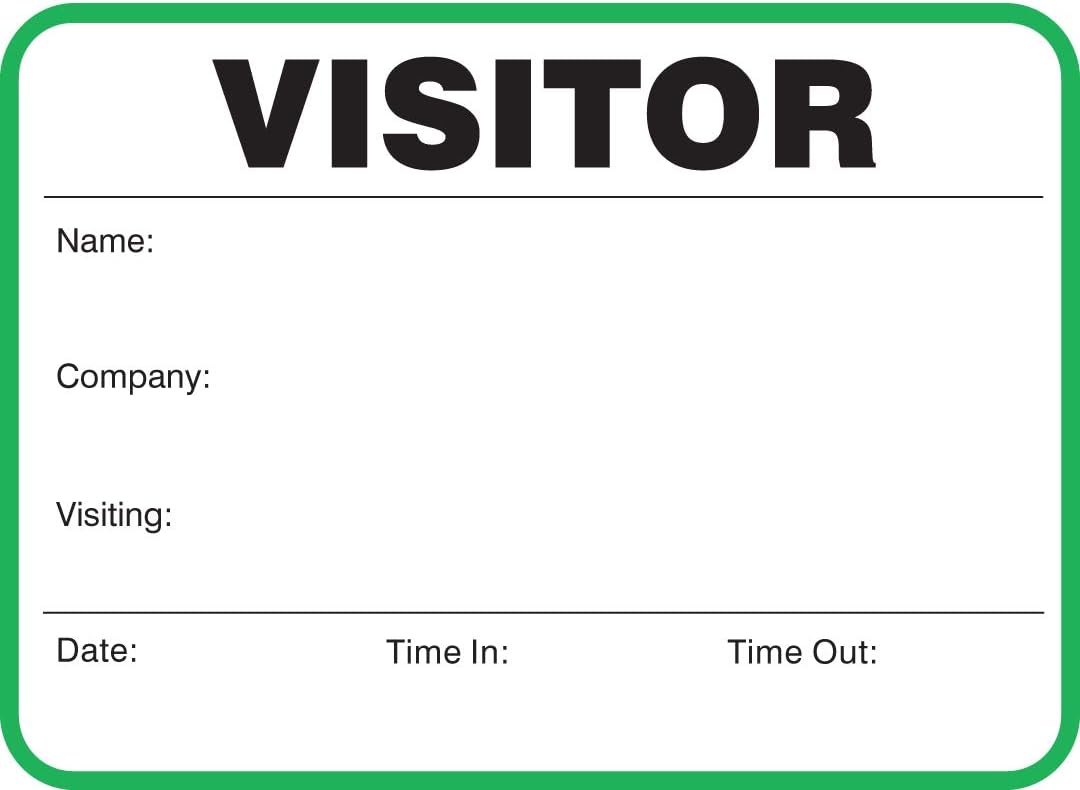 Standard Visitor Badges in Books, Visitor Sign-in Books with Large Badges 3-1/2” x 2-1/2”, 400/Book (Green)