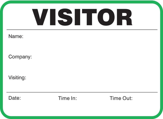 Standard Visitor Badges in Books, Visitor Sign-in Books with Large Badges 3-1/2” x 2-1/2”, 400/Book (Green)