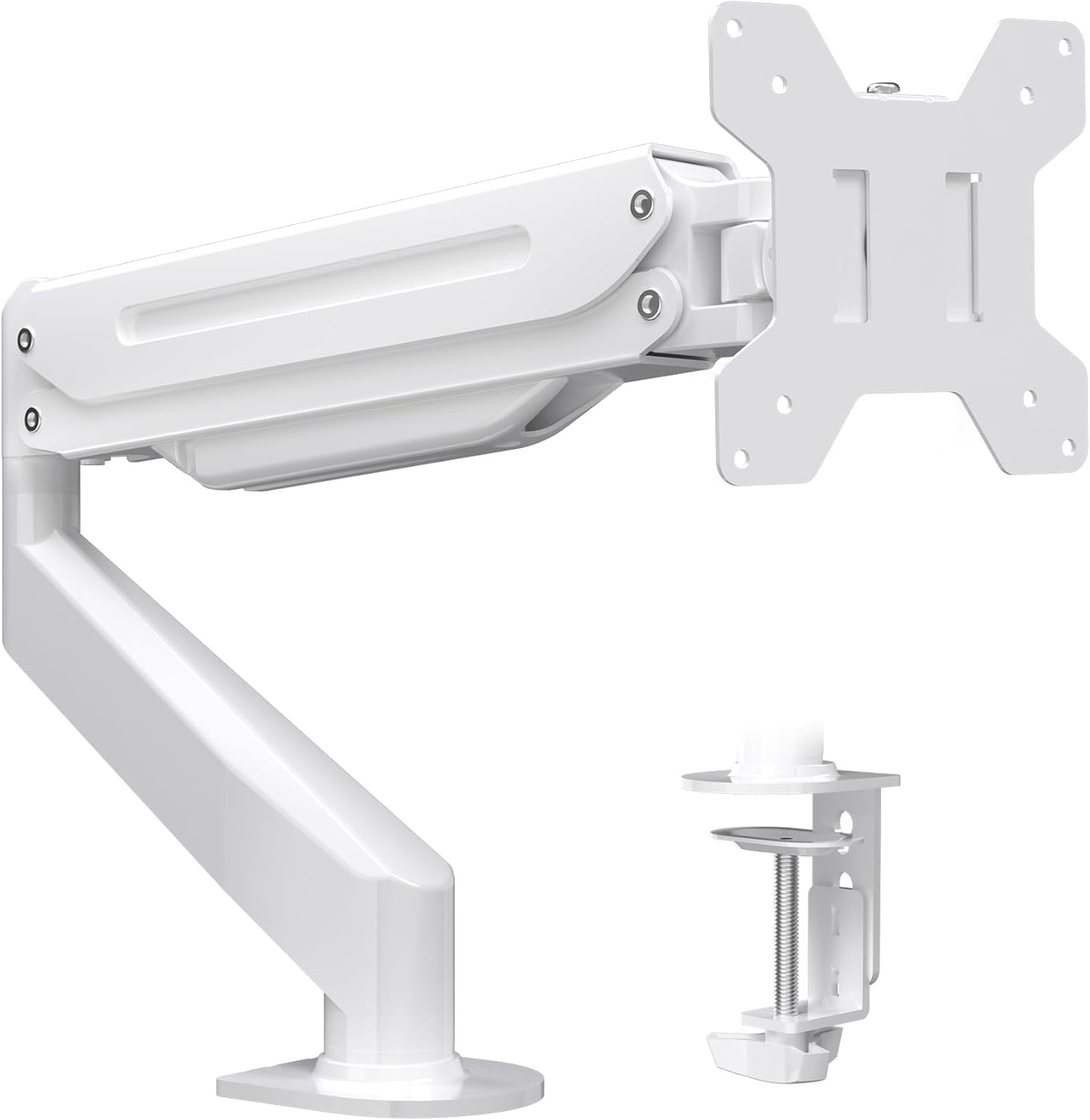 Suptek Monitor Mount Gas Spring Single Monitor Arm Desk Mount Stand Fully Adjustable Fits 17 20 22 23 24 26 27 32 inch Monitors (White)